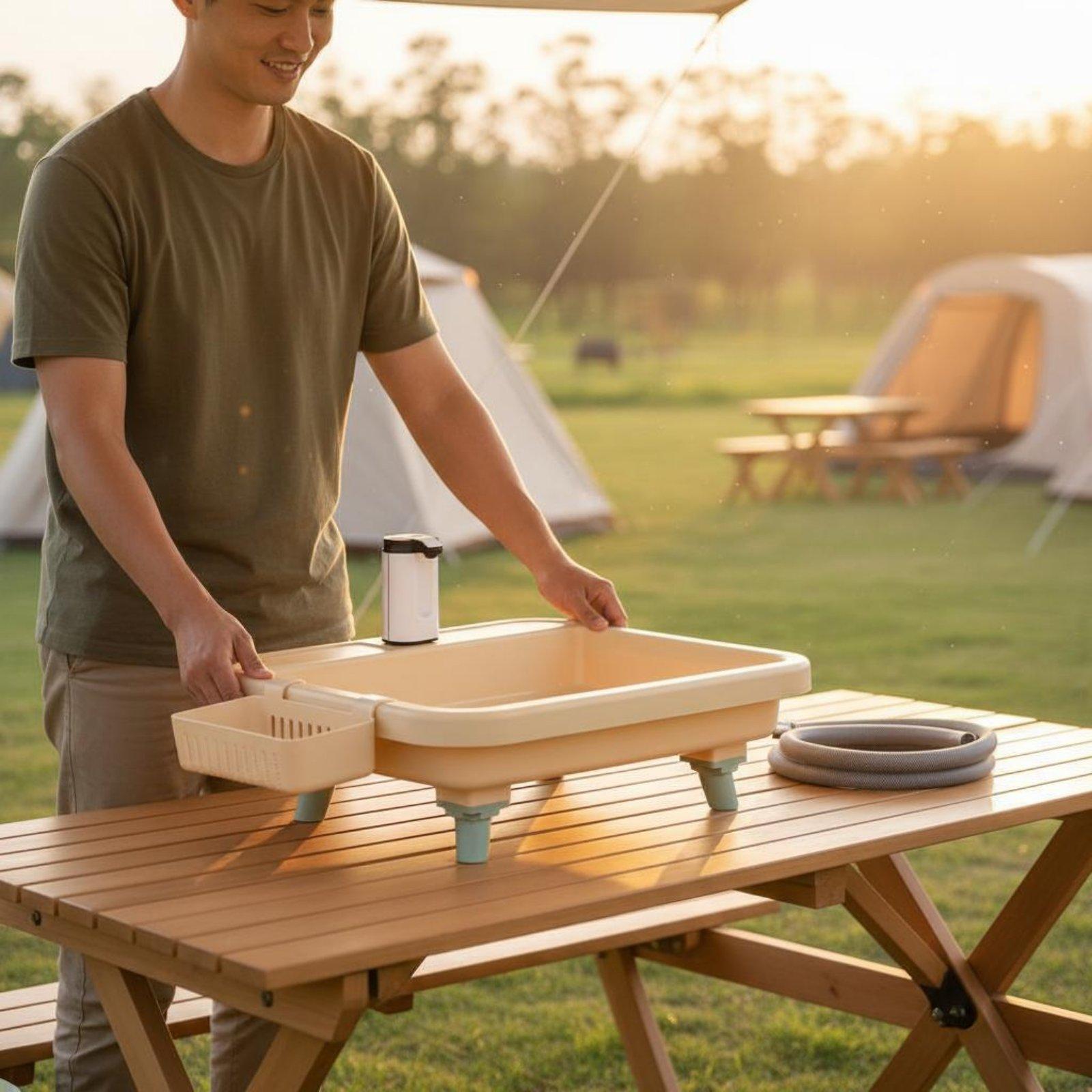 Outdoor Camping Adventures - Portable Camping Sink with Built-in Faucet