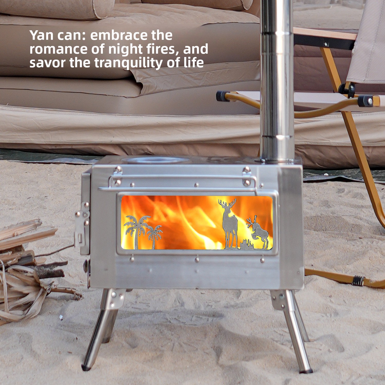 Outdoor Camping Wood Burning Stove - Portable Folding Wood-burning Stove Dual-Purpose Outdoor