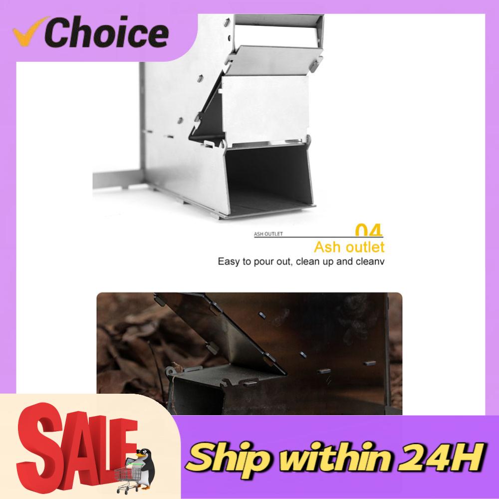Outdoor Camping Wood Burning Stove - Cooking Stove Stainless Steel Portable Collapsible