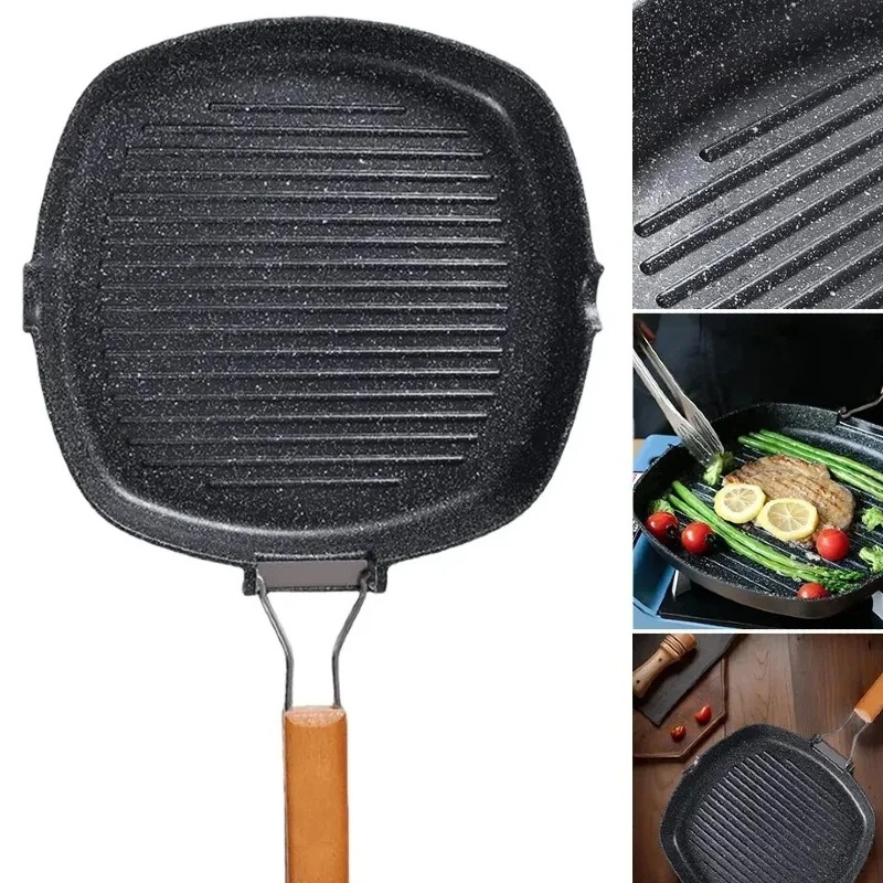 Outdoor Camping Griddle - Square Grilling Skillet Steak Pan with