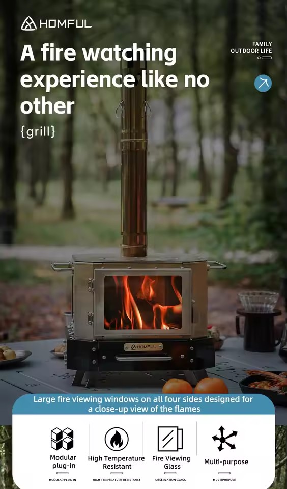 HOMFUL Portable Firewood Stove - Outdoor Camping Wood Burning Stove recension och pris