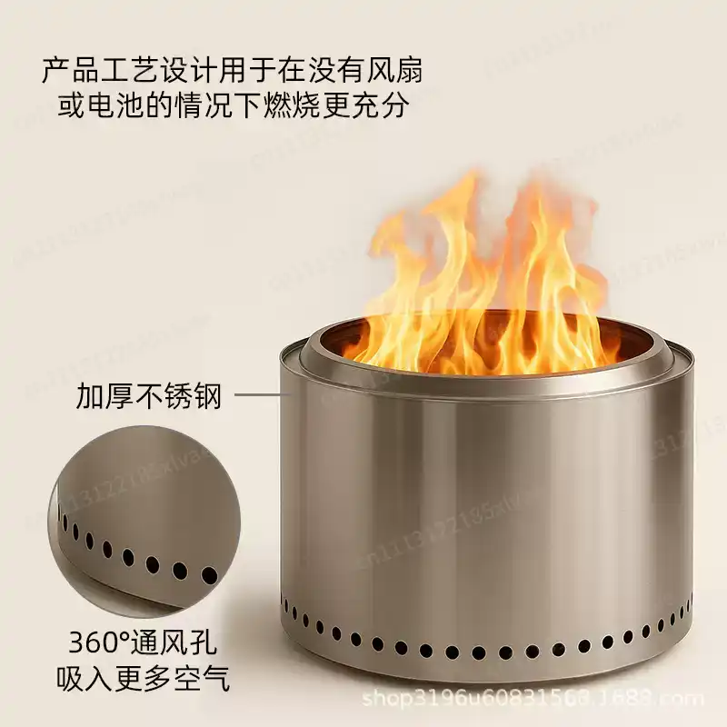 Large Stainless Steel Smokeles - Outdoor Camping Wood Burning Stove recension och pris