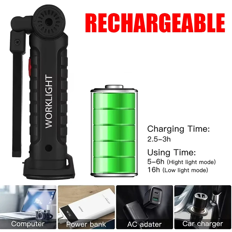 Rechargeable Magnetic Work Lig - Outdoor Camping Lampe recension och pris