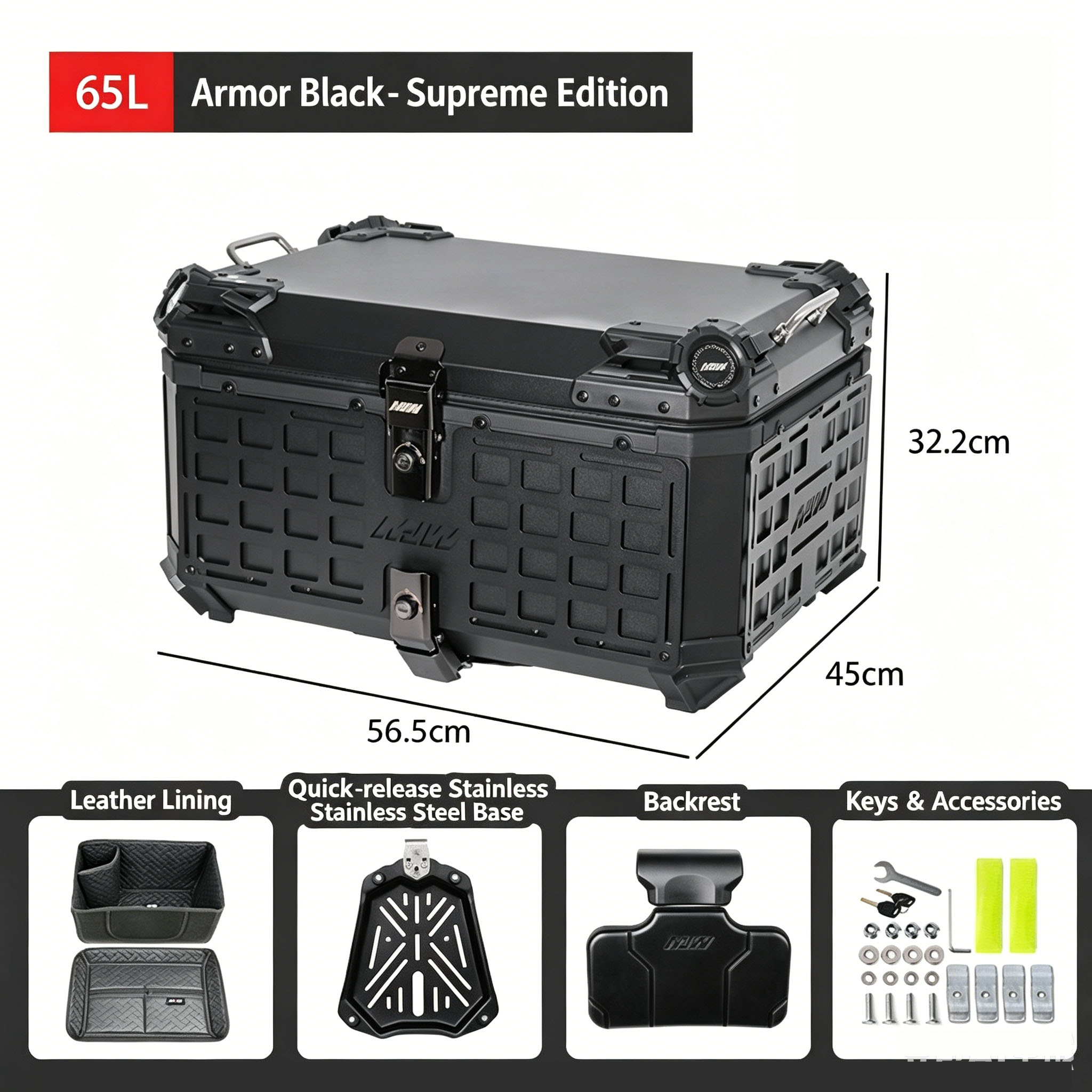 65L Motorcycle Rear Top Box Mo - Camping Quad recension och pris