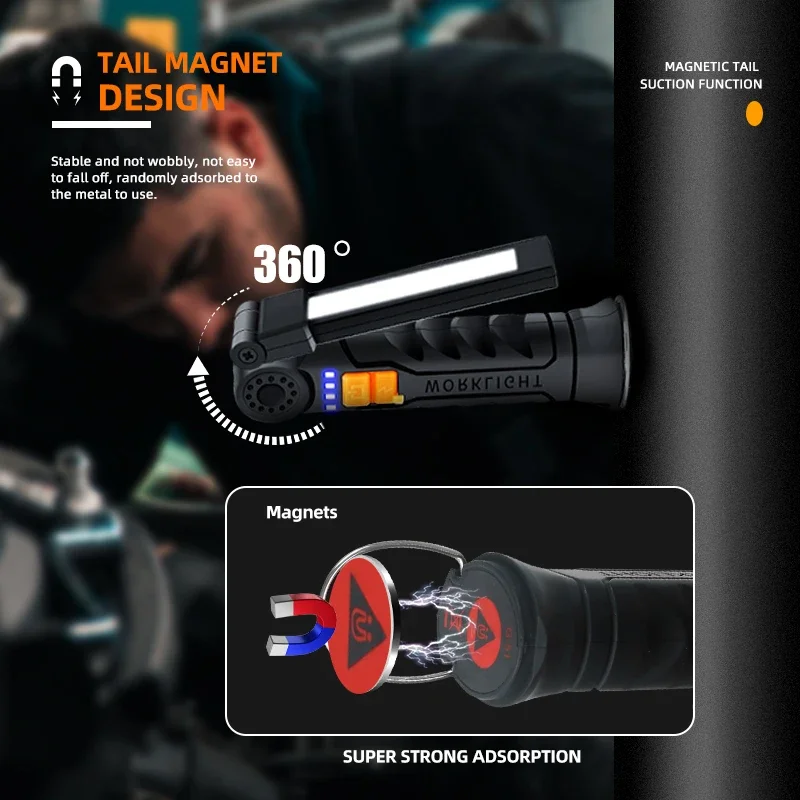 Portable COB LED Flashlight Re - Outdoor Camping Lampe recension och pris