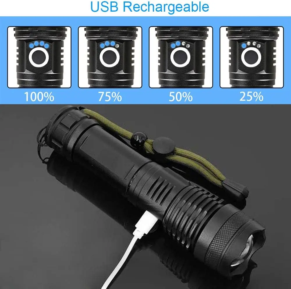 High Power LED Flashlight Rech - Outdoor Camping Lampe recension och pris