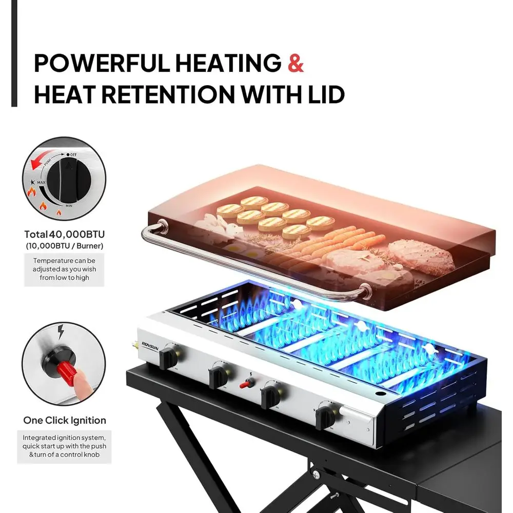 Portable 4-Burner Propane Grid - Outdoor Camping Griddle recension och pris