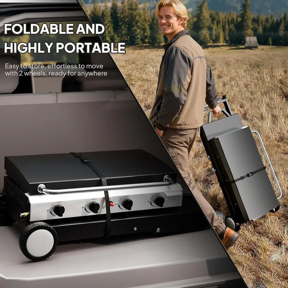 Portable 4-Burner Propane Grid - Outdoor Camping Griddle recension och pris